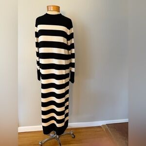 Zara cream and black striped knit dress